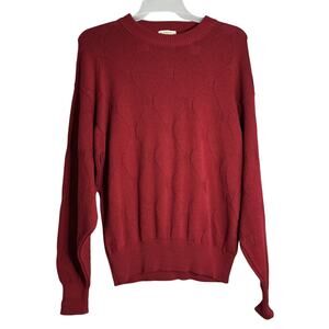 Vintage London Fog Sweater Mens Large Red Pullover Geometric